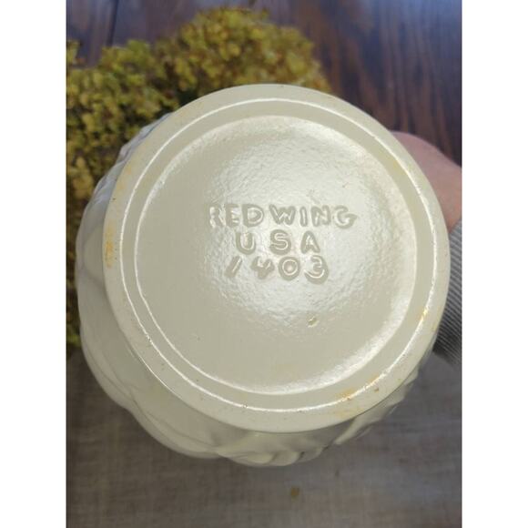 Vintage Red Wing Planter 1403, Art Pottery Pot, Scalloped Edge Leaf - Picture 4 of 4